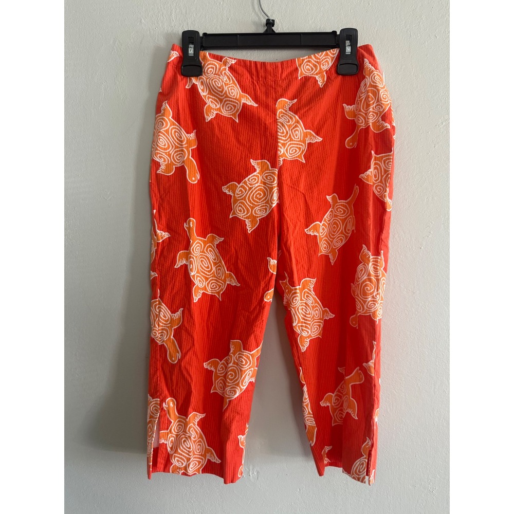 Vintage Lilly Pulitzer‎ Orange Turtle  Capri Pants 4 preppy Y2K tropical whimsi